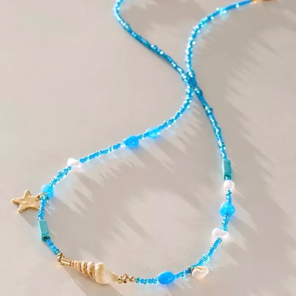 Free People Lyrical Belly Chain Blue NWT Charm Necklace Bohemian Layering Charms - Picture 1 of 7